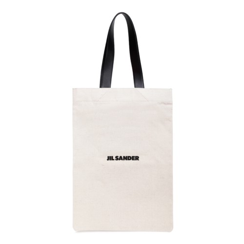 Jil Sander Beige and Black Logo-Print Tote Bag. 