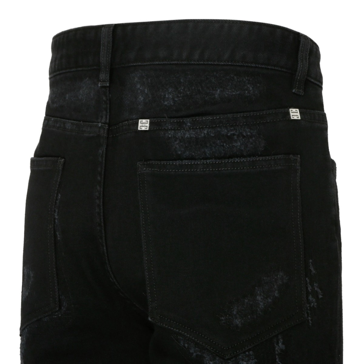 Givenchy Black Cotton Ripped Jeans.