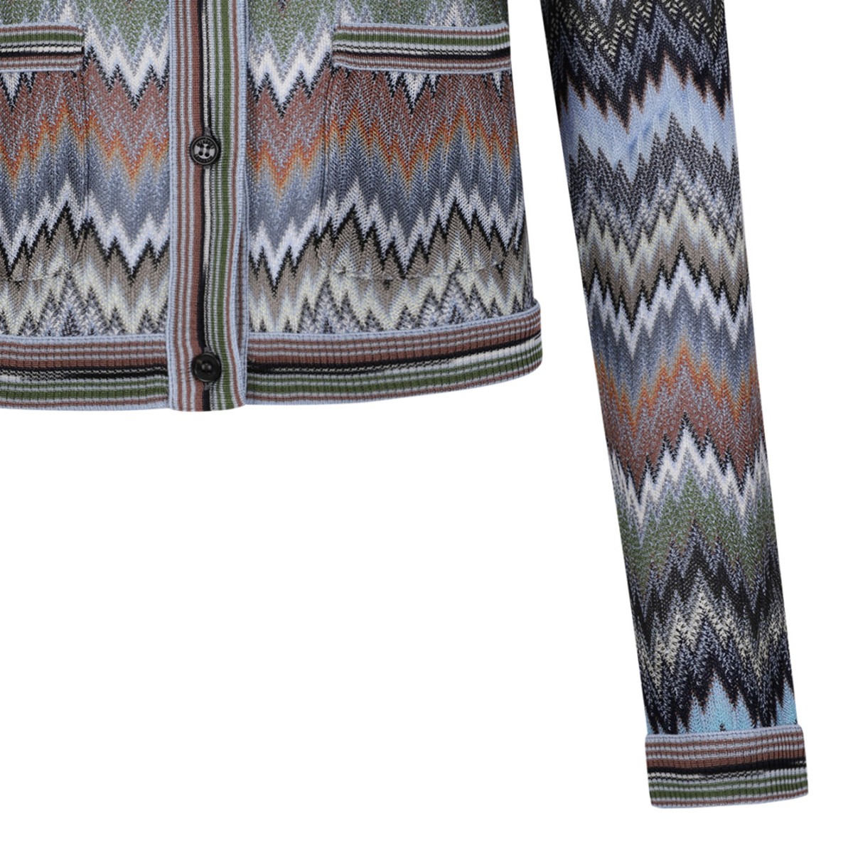 Green and Brown Snakeskin Chevron Cardigan