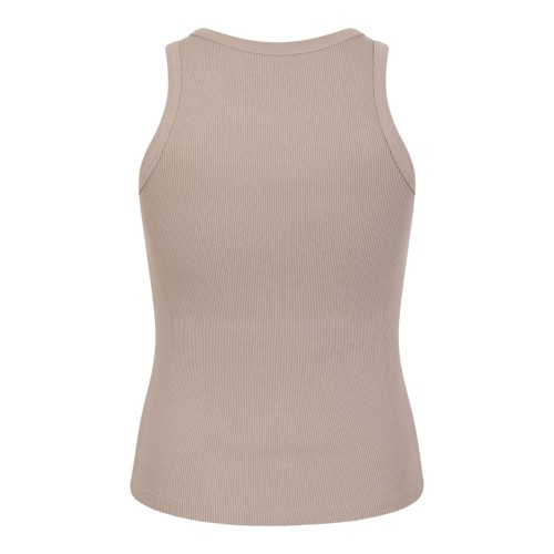 Beige Cappuccino Slim-Fit Cotton Tank Top With Givenchy Paris Print