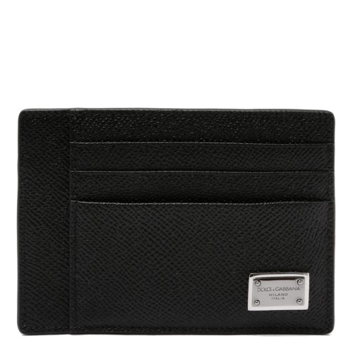 Black Dauphine-Print Calfskin Card Holder
