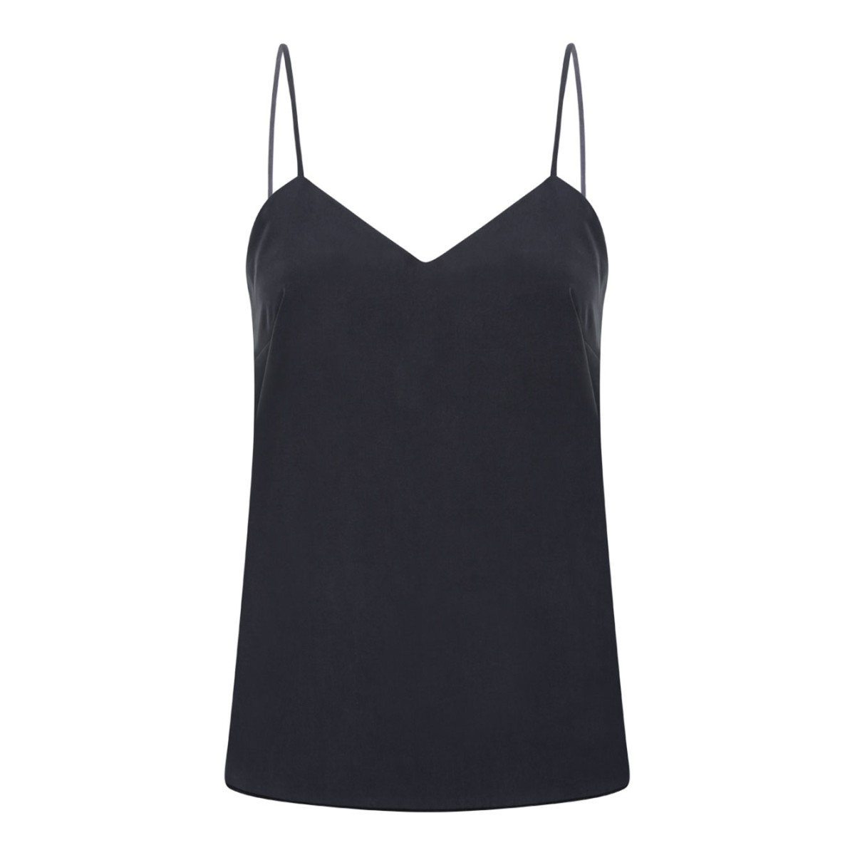 Navy Blue Silk Canvas Top