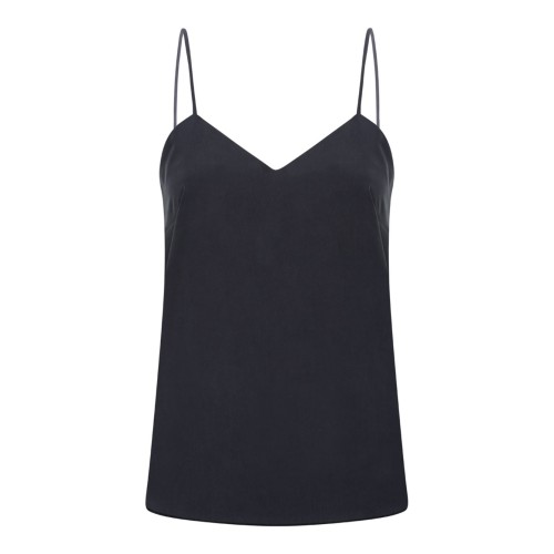 Navy Blue Silk Canvas Top