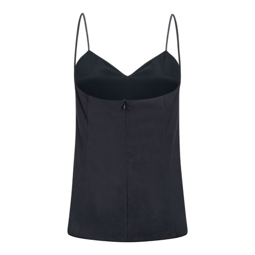 Navy Blue Silk Canvas Top