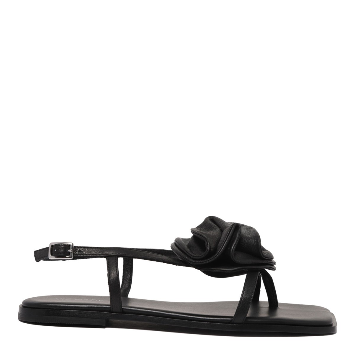 Black Floral Applique Sandals