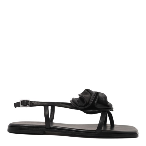 Black Floral Applique Sandals
