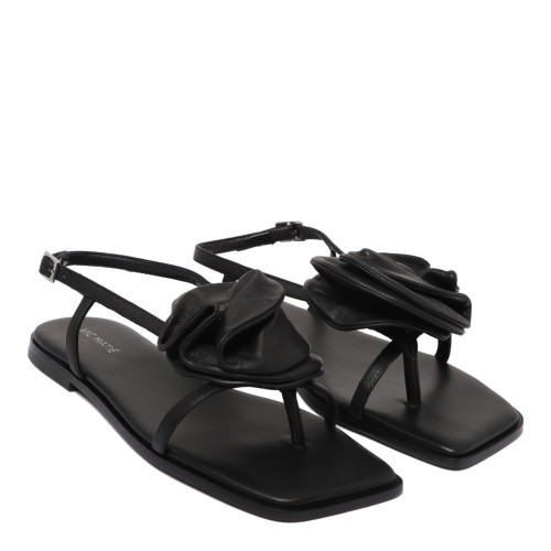 Black Floral Applique Sandals 2