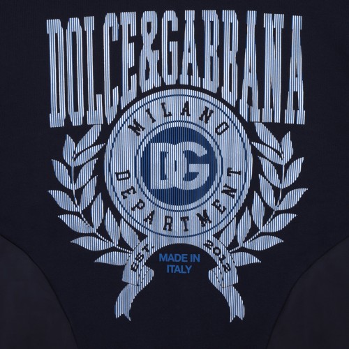 Navy Blue Logo Embroidered Hoodie