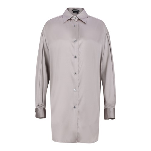 Silver Stretch Silk Satin Shirt
