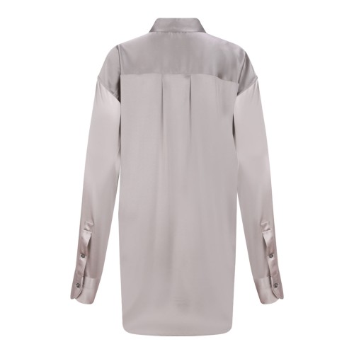 Silver Stretch Silk Satin Shirt 2