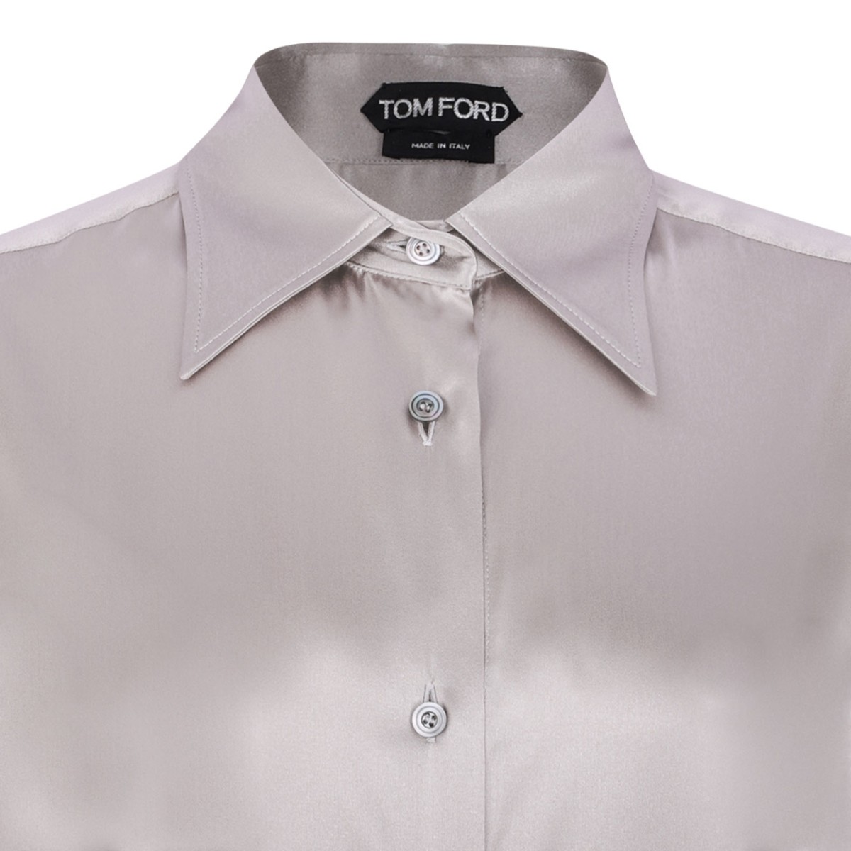 Silver Stretch Silk Satin Shirt