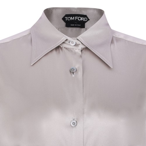 Silver Stretch Silk Satin Shirt