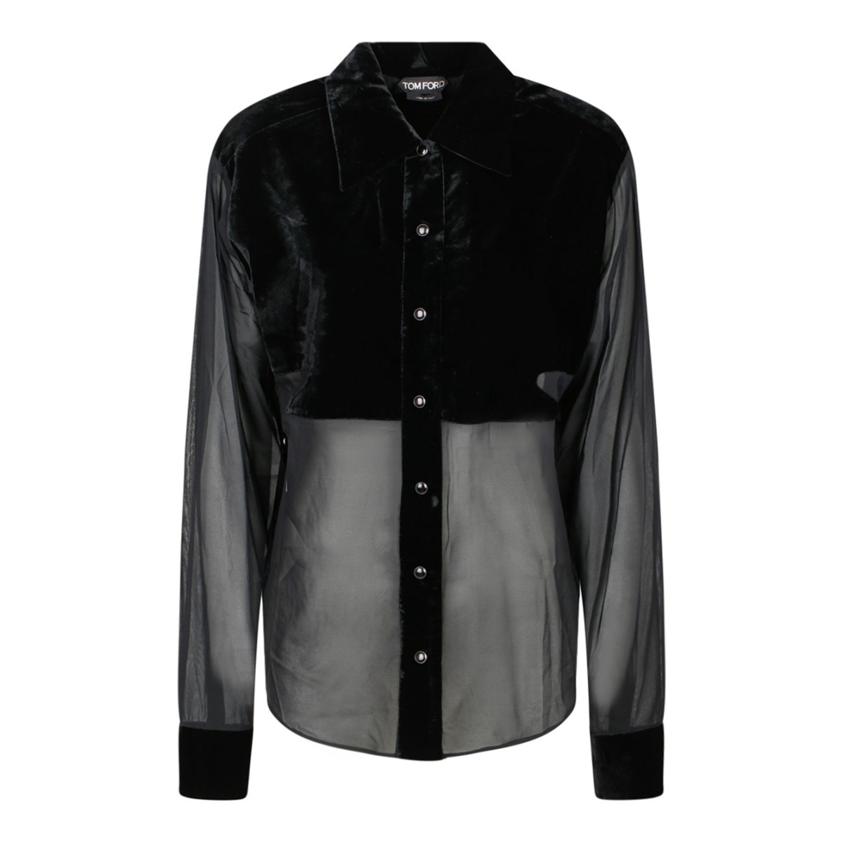 Tom Ford Black Silk Panelled Buttoned Shirt