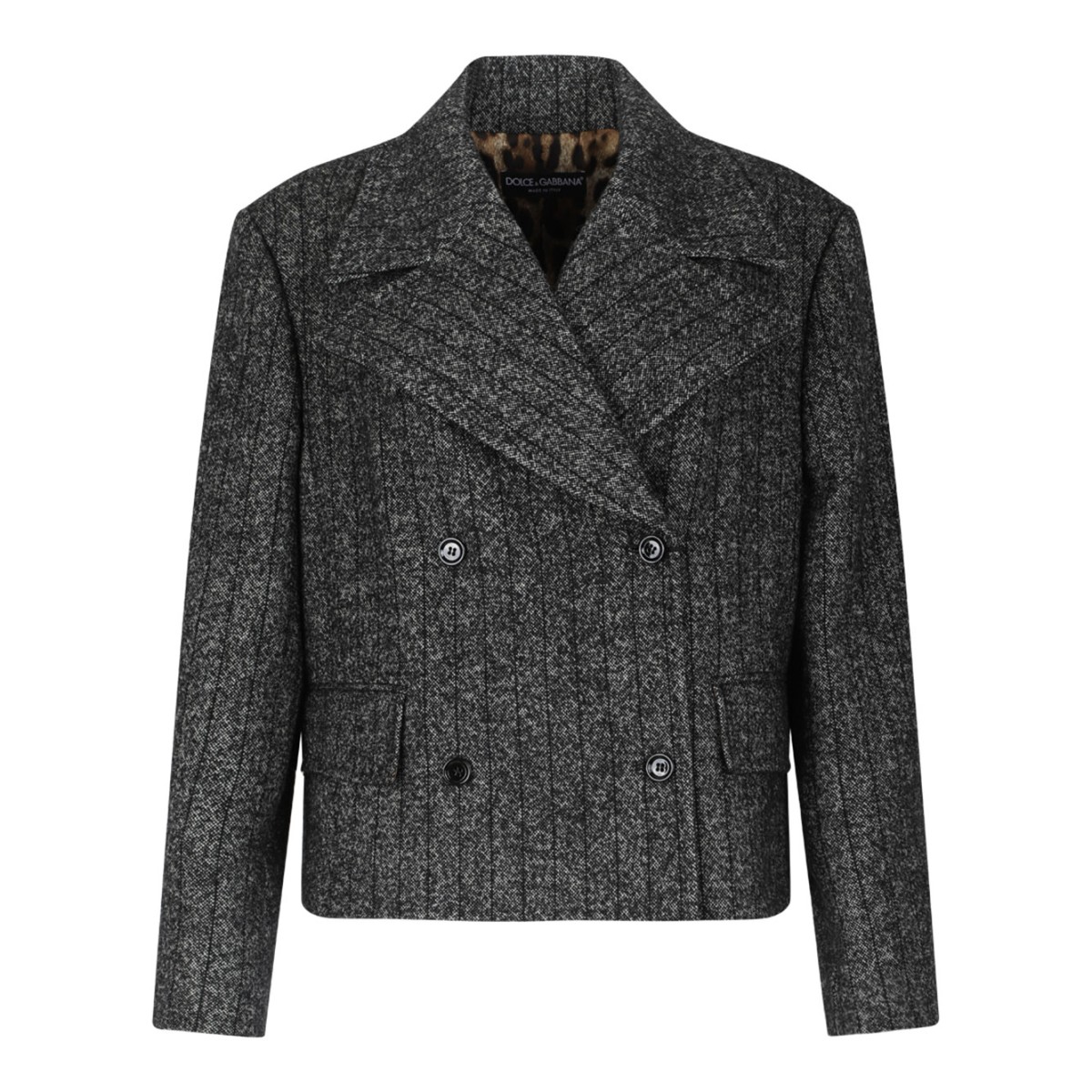 Grey Striped Double Breasted Jacket