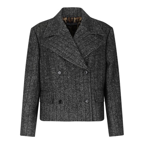 Grey Striped Double Breasted Jacket