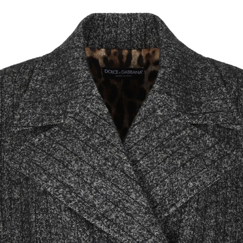 Grey Striped Double Breasted Jacket