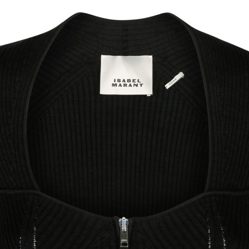 Black Merino Wool Blend Cardigan