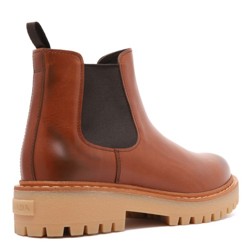 Cognac Leather Ankle Boots