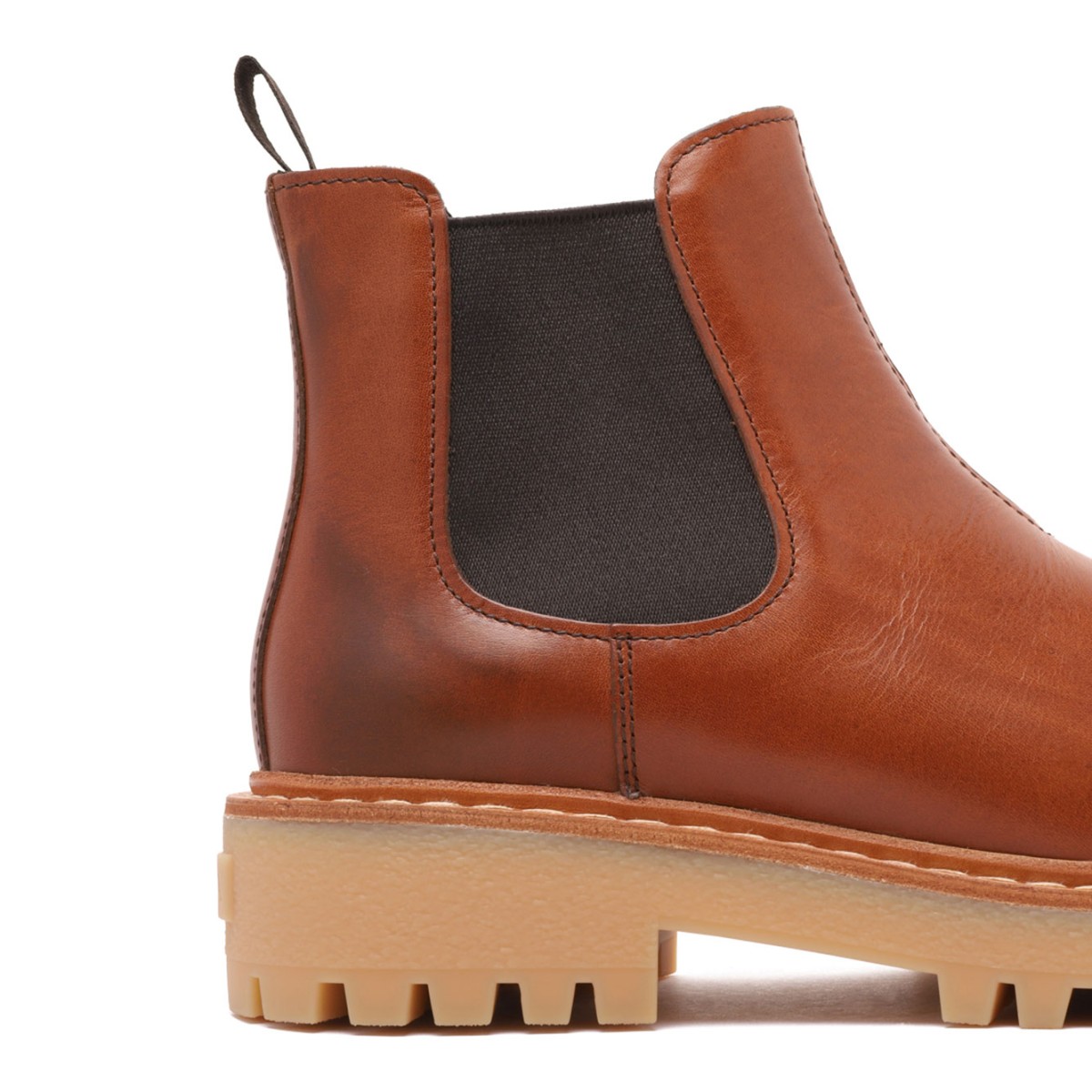 Cognac Leather Ankle Boots