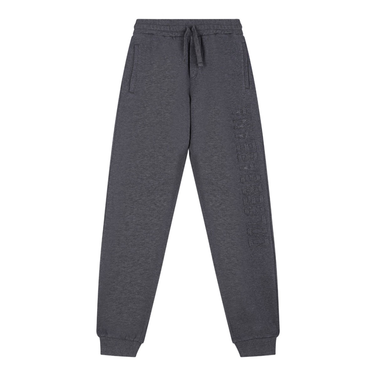 Melange Grey Embroidered Logo Trousers