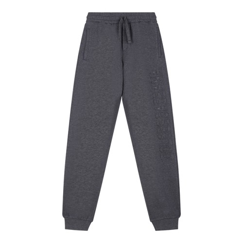 Melange Grey Embroidered Logo Trousers