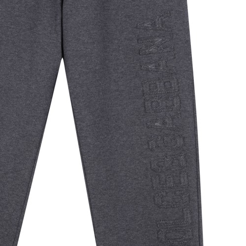 Melange Grey Embroidered Logo Trousers