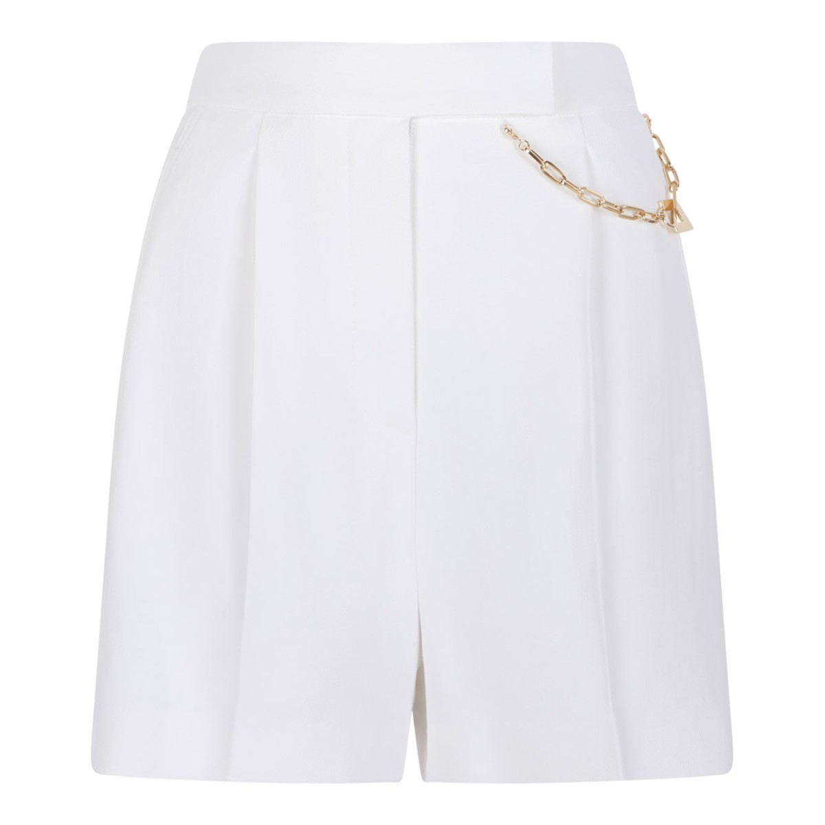 White Gabardine Shorts With Jewel Logo