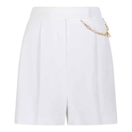 White Gabardine Shorts With Jewel Logo