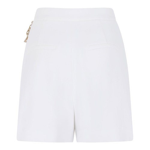 White Gabardine Shorts With Jewel Logo