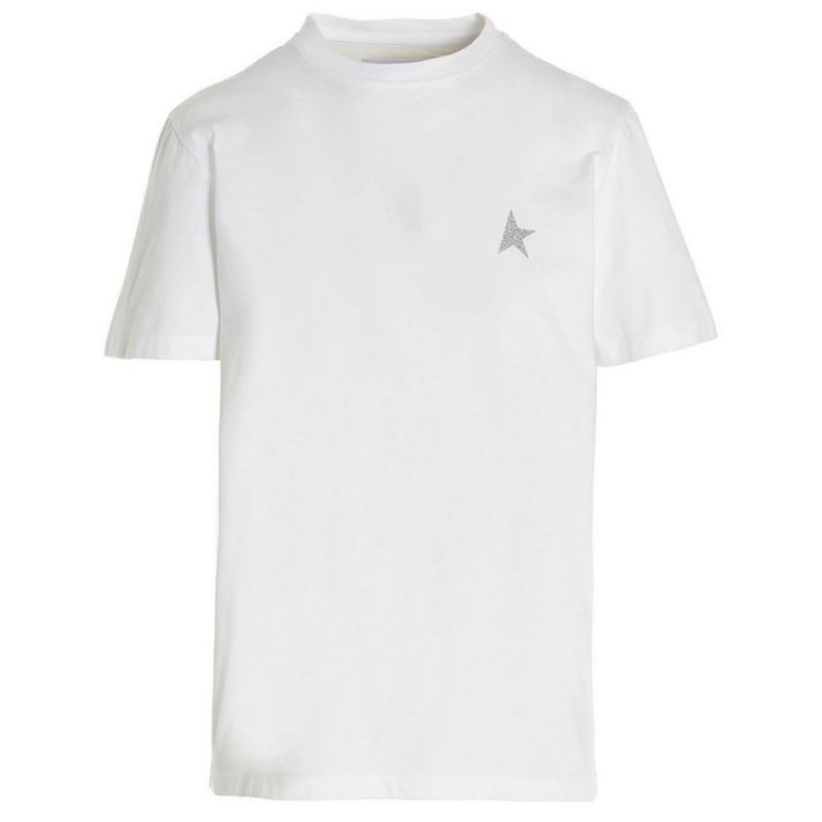 White T-Shirt With Small Silver Star Print