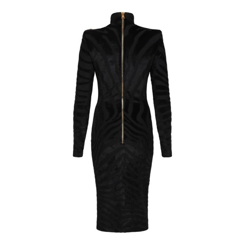 Black Short Zebra Velvet Dress 2