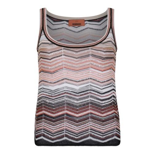 Red and Beige Sleeveless Top With Sequins