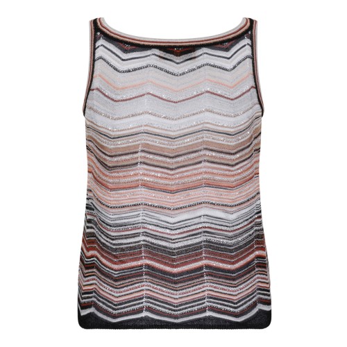 Red and Beige Sleeveless Top With Sequins 2