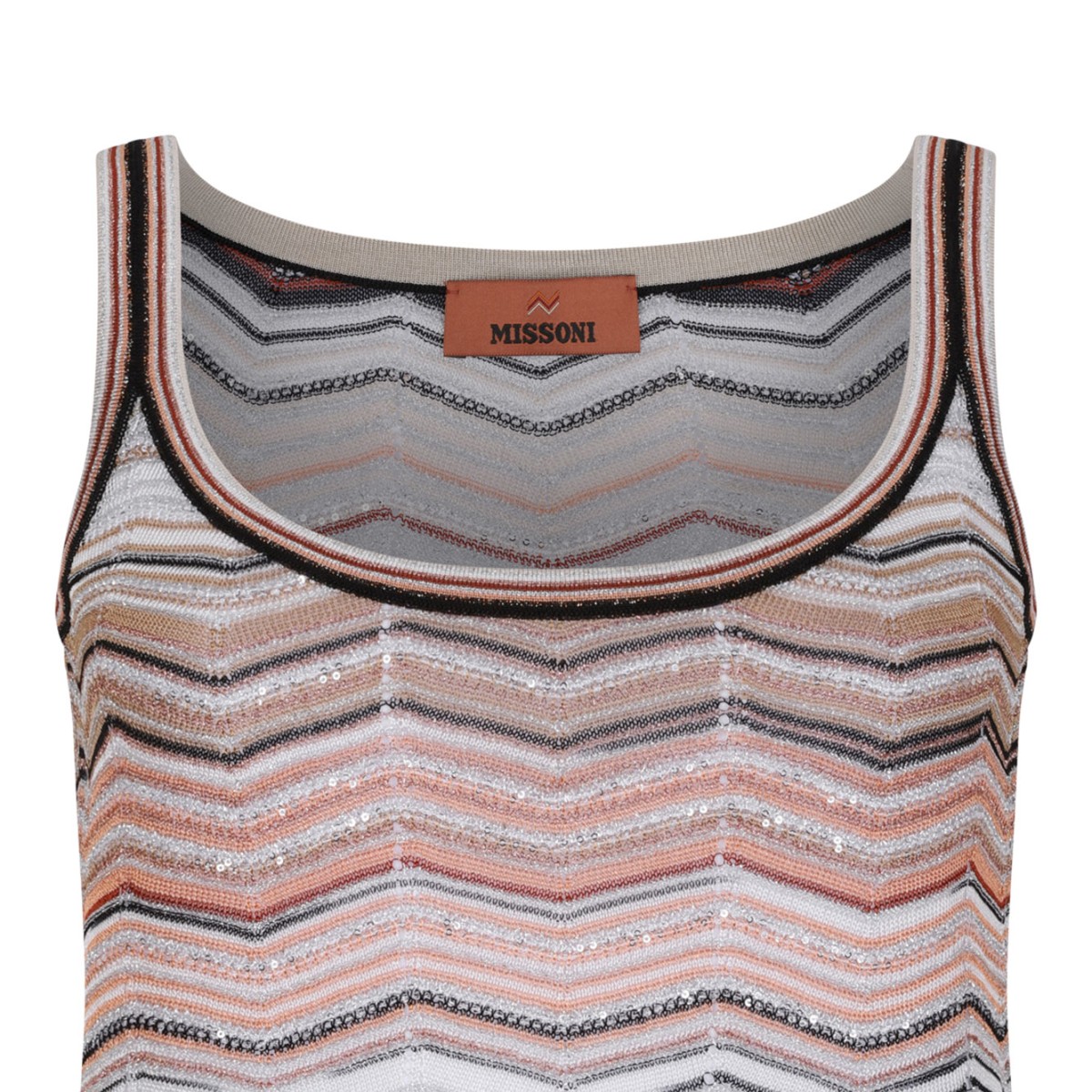 Red and Beige Sleeveless Top With Sequins