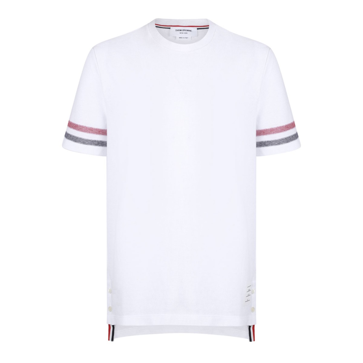 White Tri Colour Striped Knit T-Shirt