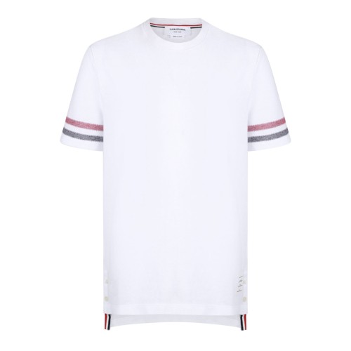 White Tri Colour Striped Knit T-Shirt