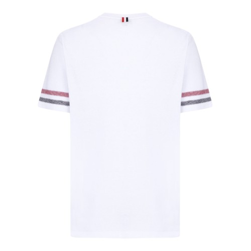 White Tri Colour Striped Knit T-Shirt 2