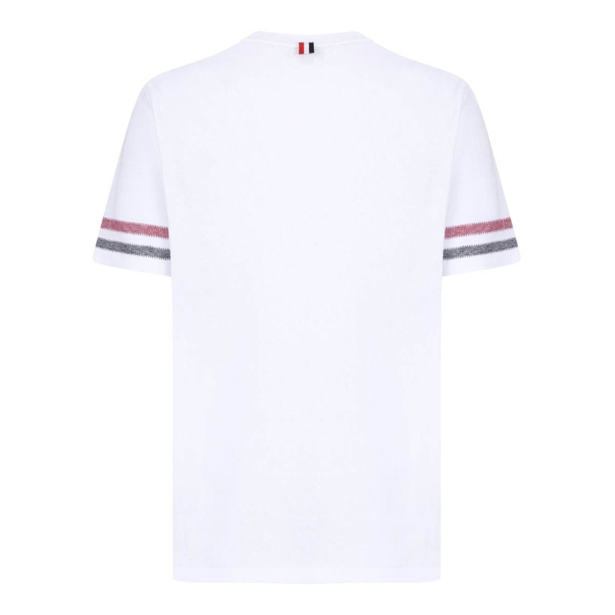 White Tri Colour Striped Knit T-Shirt