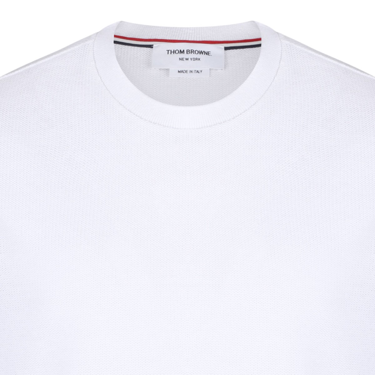 White Tri Colour Striped Knit T-Shirt