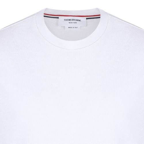 White Tri Colour Striped Knit T-Shirt