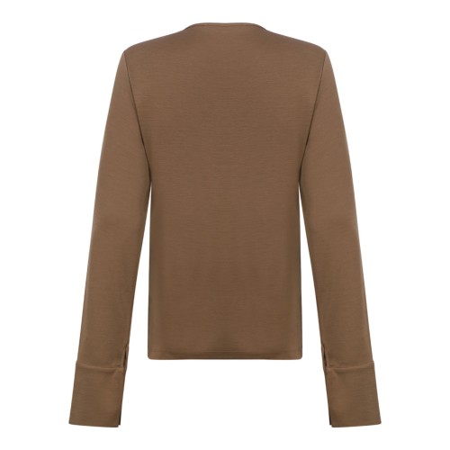 Dark Beige Wool Jersey T-Shirt
