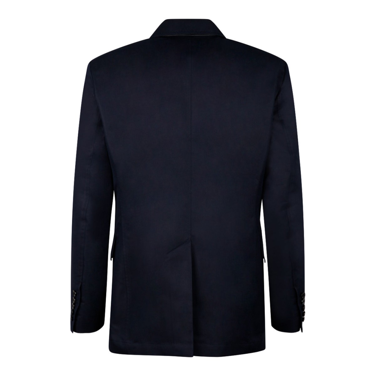 Blue Cotton Blend Single Breasted Jacket