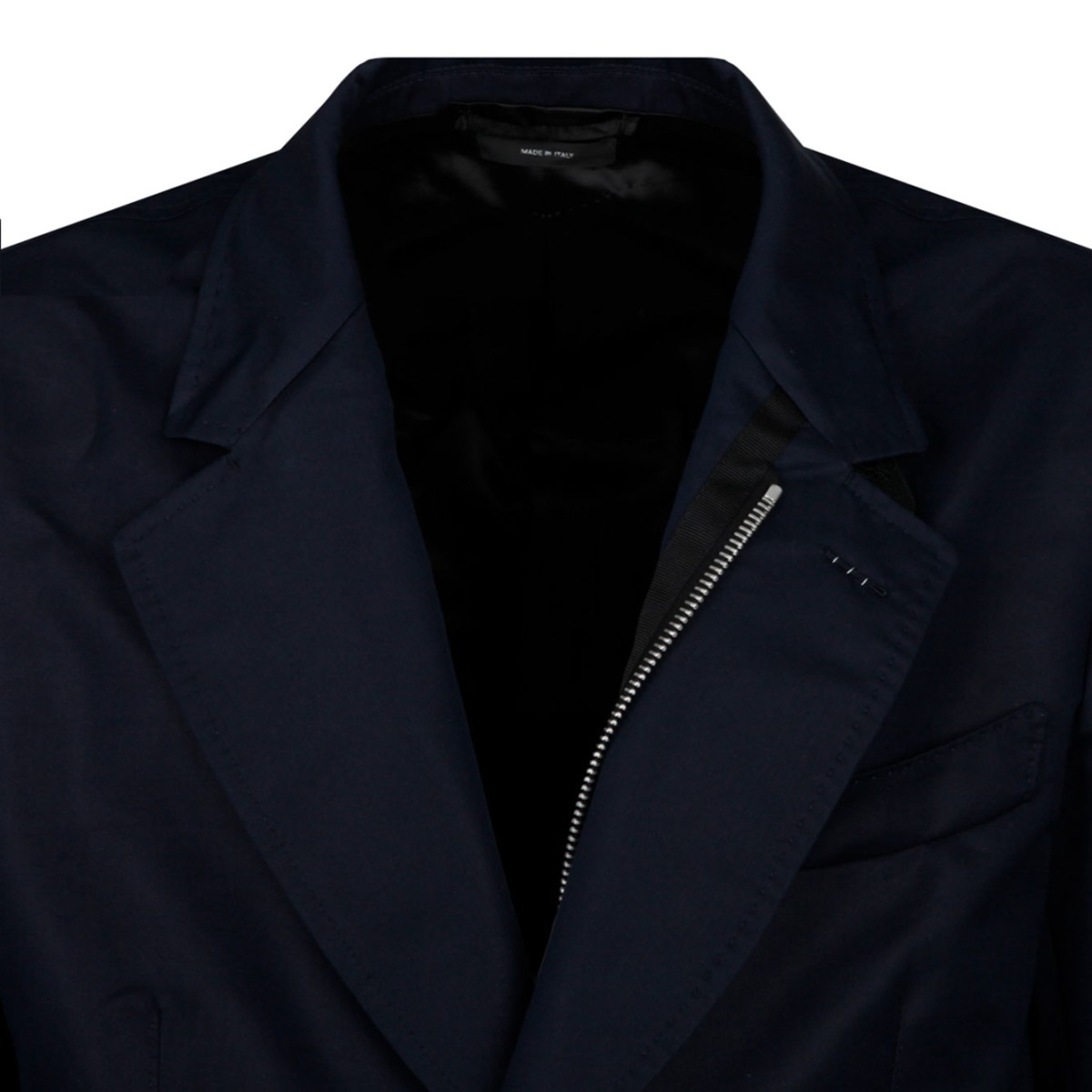 Blue Cotton Blend Single Breasted Jacket