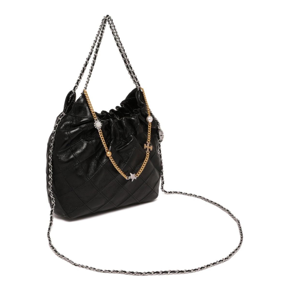 Black Fleming Distressed Mini Hobo Bag