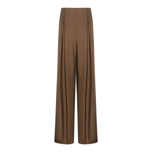 Dark Beige Wool Jersey Trousers