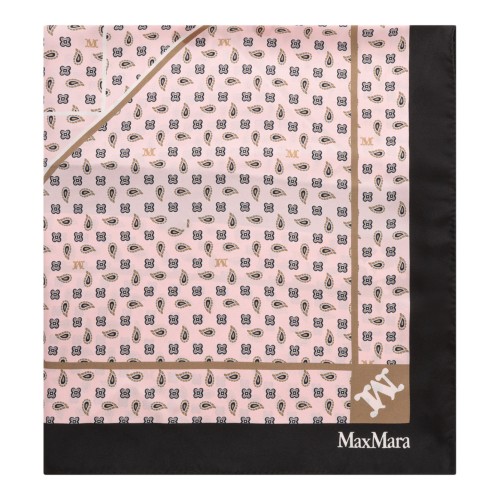 Pink Beige Maxi Printed Silk Scarf