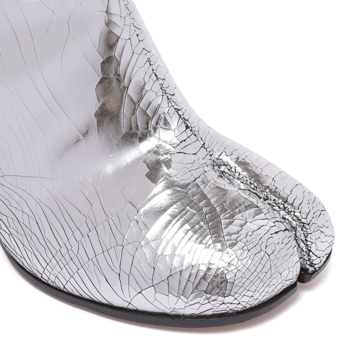 Silver Tabi Mirror Effect Ankle Boots