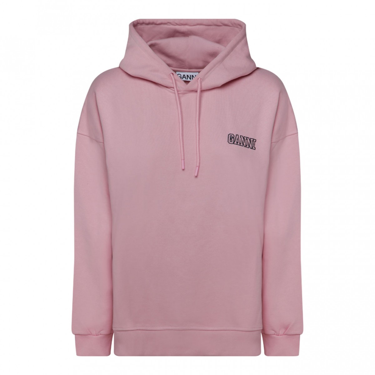 Sweet Pink Cotton Logo Embroidered Hoodie