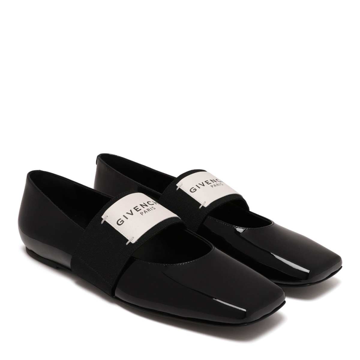 Black Sliced Square Ballerinas