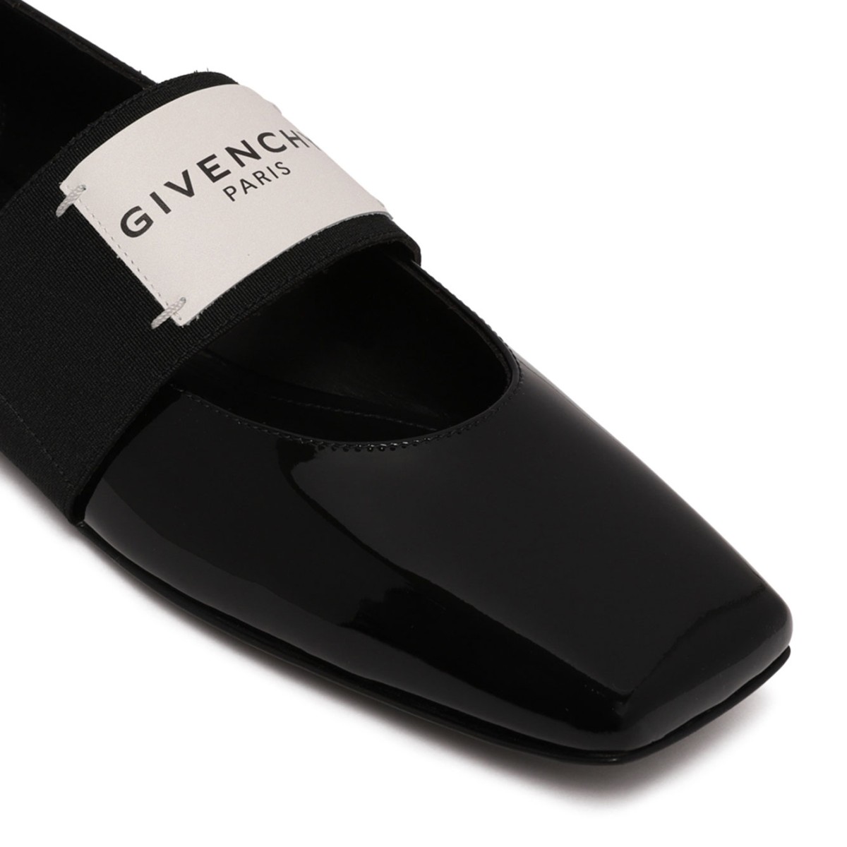 Black Sliced Square Ballerinas